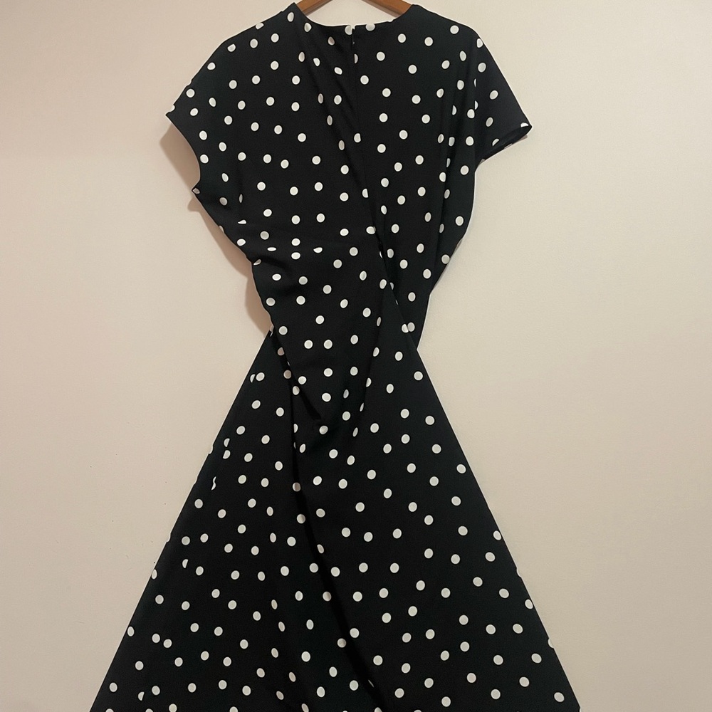 Ann Taylor Black and White Polka Dot Midi Dress - Picture 3 of 4